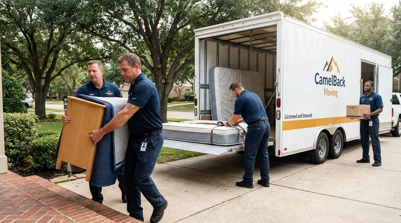 Crew loading residential truck for cross-state move from Northvale, NJ