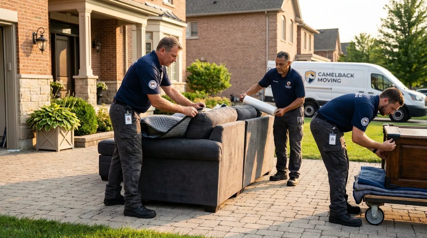 Large estate moving crew wrapping furniture in Northvale, NJ